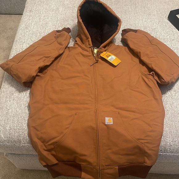 Carhartt Men's Brown Duck Hooded Work Jacket - Picture 8 of 9